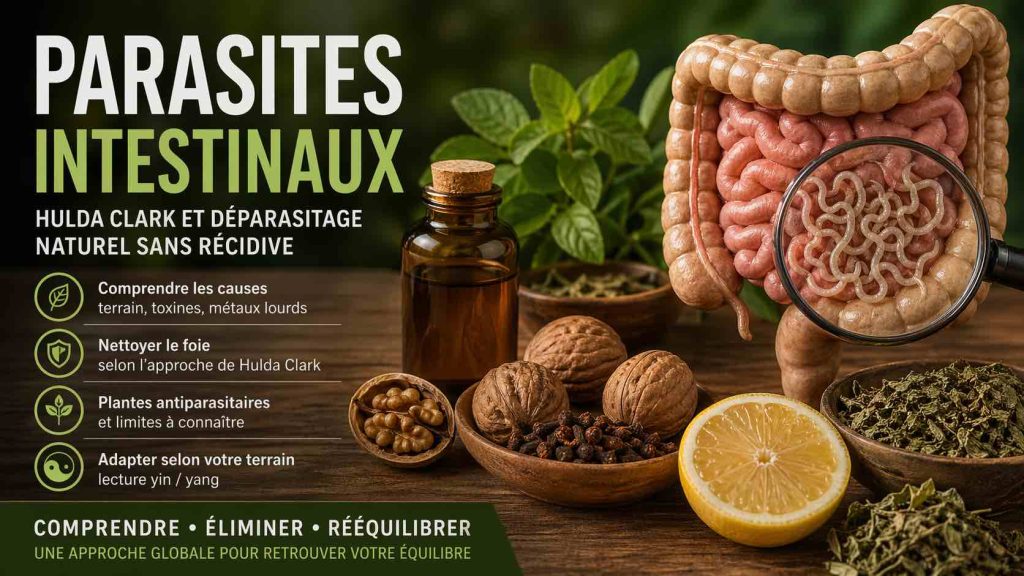 Illustration parasites intestinaux avec approche Hulda Clark et déparasitage naturel basé sur le terrain