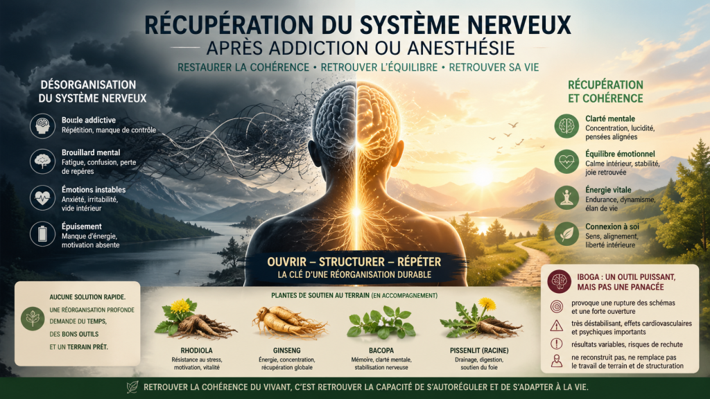 Récupération du système nerveux après addiction ou anesthésie avec retour à la cohérence