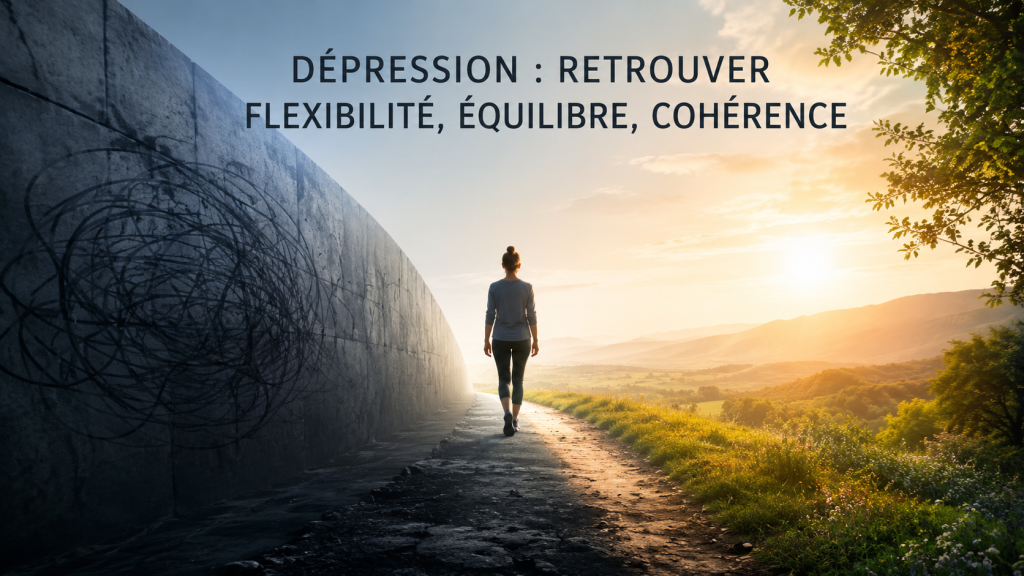 Illustration de la dépression comme perte de plasticité et de capacité d’adaptation selon le concept de cohérence du vivant.